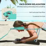 Outsunny Tanning Chair with Face Hole, 5-Level Adjustable Outdoor Chaise Lounge Chair with Pillow for Beach, Pool, Light Green - Image 5