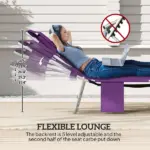 Outsunny Tanning Chair with Face Hole, 5-Level Adjustable Outdoor Chaise Lounge Chair with Pillow for Beach, Pool, Purple - Image 4