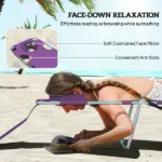 Outsunny Tanning Chair with Face Hole, 5-Level Adjustable Outdoor Chaise Lounge Chair with Pillow for Beach, Pool, Purple - Image 5