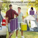 Outsunny Tanning Chair with Face Hole, 5-Level Adjustable Outdoor Chaise Lounge Chair with Pillow for Beach, Pool, Purple - Image 7