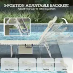 Outsunny Tanning Chair with Face Hole and Side Table, 5-Position Folding Outdoor Chaise Lounge Chair, Beige - Image 6
