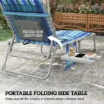 Outsunny Tanning Chair with Face Hole and Side Table, 5-Position Folding Outdoor Chaise Lounge Chair, Blue Stripe - Image 4