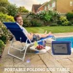 Outsunny Tanning Chair with Face Hole and Side Table, 5-Position Folding Outdoor Chaise Lounge Chair, Navy Blue - Image 4