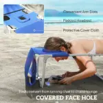 Outsunny Tanning Chair with Face Hole and Side Table, 5-Position Folding Outdoor Chaise Lounge Chair, Navy Blue - Image 5