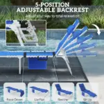 Outsunny Tanning Chair with Face Hole and Side Table, 5-Position Folding Outdoor Chaise Lounge Chair, Navy Blue - Image 6