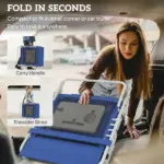 Outsunny Tanning Chair with Face Hole and Side Table, 5-Position Folding Outdoor Chaise Lounge Chair, Navy Blue - Image 7