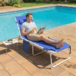 Outsunny Tanning Chair with Face Hole and Side Table, 5-Position Folding Outdoor Chaise Lounge Chair, Navy Blue - Image 10