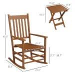 3 Piece Teak Poplar Wood Outdoor Rocking Chair Set with Side Table - Image 3