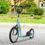 Aosom Teens Scooter Kick Scooter, Adjustable Handlebar, Dual Brakes, Inflatable Wheels, Blue, for 5+ - Image 16