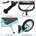 Aosom Teens Scooter Kick Scooter, Adjustable Handlebar, Dual Brakes, Inflatable Wheels, Blue, for 5+ - Image 6