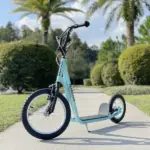 Aosom Teens Scooter Kick Scooter, Adjustable Handlebar, Dual Brakes, Inflatable Wheels, Blue, for 5+ - Image 9