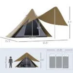 Teepee Camping Tent: 2-3 Person Easy Setup with Porch for Outdoor Hiking - Image 3