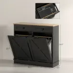 Tilt Out Laundry Hamper Cabinet, Bathroom Storage Cabinet with 2 Removable Baskets and 2 Drawers, Black - Image 3
