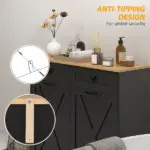 Tilt Out Laundry Hamper Cabinet, Bathroom Storage Cabinet with 2 Removable Baskets and 2 Drawers, Black - Image 4