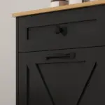 Tilt Out Laundry Hamper Cabinet, Bathroom Storage Cabinet with 2 Removable Baskets and 2 Drawers, Black - Image 8