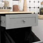 Tilt Out Trash Bin Cabinet, Gray, Freestanding Recycling Can Holder with Drawer - Image 8