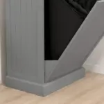 Tilt Out Trash Bin Cabinet, Gray, Freestanding Recycling Can Holder with Drawer - Image 9
