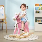Toddler Animal Rocking Horse with Sound and Saddle for Ages 3 Plus, Pink - Image 2