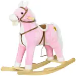Toddler Animal Rocking Horse with Sound and Saddle for Ages 3 Plus, Pink