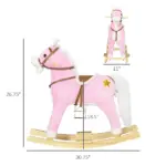 Toddler Animal Rocking Horse with Sound and Saddle for Ages 3 Plus, Pink - Image 3