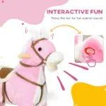Toddler Animal Rocking Horse with Sound and Saddle for Ages 3 Plus, Pink - Image 4