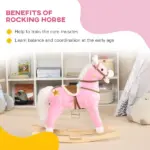 Toddler Animal Rocking Horse with Sound and Saddle for Ages 3 Plus, Pink - Image 6