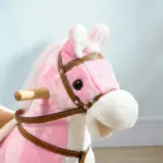 Toddler Animal Rocking Horse with Sound and Saddle for Ages 3 Plus, Pink - Image 8