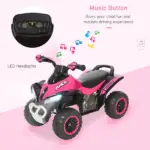 Aosom Toddler Push Car Foot-to-Floor 4 Wheels Music Light Pink for Kids 18-36 Months - Image 4