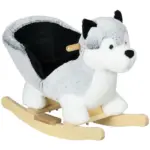 Toddler Rocking Chair, Husky-Themed Rocking Animal with Wooden Base, Seat Belt for Kids 18-36 Months, Gray/Black - Image 11