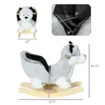 Toddler Rocking Chair, Husky-Themed Rocking Animal with Wooden Base, Seat Belt for Kids 18-36 Months, Gray/Black - Image 3