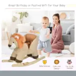 Qaba Plush Rocking Lion with Seat Belt and Sound Brown for Ages 18-36 Months - Image 4