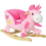 Qaba Toddler Rocking Horse with Seatbelt, Ride-On Unicorn Rocker Toy with 32 Songs and Seatbelt, Pink - Image 11