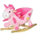 Qaba Toddler Rocking Horse with Seatbelt, Ride-On Unicorn Rocker Toy with 32 Songs and Seatbelt, Pink