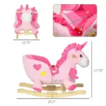 Qaba Toddler Rocking Horse with Seatbelt, Ride-On Unicorn Rocker Toy with 32 Songs and Seatbelt, Pink - Image 3