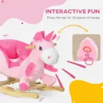 Qaba Toddler Rocking Horse with Seatbelt, Ride-On Unicorn Rocker Toy with 32 Songs and Seatbelt, Pink - Image 4