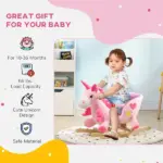 Qaba Toddler Rocking Horse with Seatbelt, Ride-On Unicorn Rocker Toy with 32 Songs and Seatbelt, Pink - Image 5