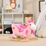 Qaba Toddler Rocking Horse with Seatbelt, Ride-On Unicorn Rocker Toy with 32 Songs and Seatbelt, Pink - Image 10