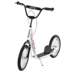 Aosom Toddler Scooter, White, Adjustable Handlebar, Kick Scooter for Kids 5+, Dual Brakes, Inflatable Wheels