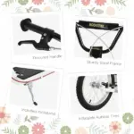 Aosom Toddler Scooter, White, Adjustable Handlebar, Kick Scooter for Kids 5+, Dual Brakes, Inflatable Wheels - Image 6
