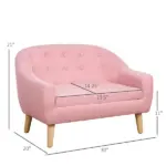Toddler Sofa Pink 2-Seat Durable Linen Wood Frame Seating for Kids 3-6 Years Nursery Room Couch - Image 3