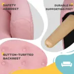 Toddler Sofa Pink 2-Seat Durable Linen Wood Frame Seating for Kids 3-6 Years Nursery Room Couch - Image 4
