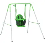 Outsunny Toddler Swing Set with Metal Stand, Safety Seat Belt for Kids Aged 6-36 Months, Backyard Indoor and Outdoor Use, Green - Image 11