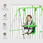 Outsunny Toddler Swing Set with Metal Stand, Safety Seat Belt for Kids Aged 6-36 Months, Backyard Indoor and Outdoor Use, Green - Image 4