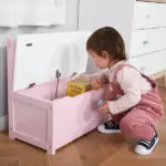 Qaba Toddler Toy Box Storage Bench with Large 27 L Interior, Kids Storage Bench Seat with Storage for Toddler Playroom Furniture - Image 2