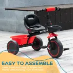 Qaba Toddler Tricycle for Kids 2-5 Years Adjustable Seat Storage Baskets Red Durable Bike for Girls and Boys - Image 6