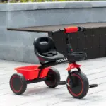 Qaba Toddler Tricycle for Kids 2-5 Years Adjustable Seat Storage Baskets Red Durable Bike for Girls and Boys - Image 10