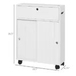 Kleankin Toilet Paper Cabinet, Slim Bathroom Cabinet with 4 Rolling Wheels, Small Bathroom Storage Cabinet with Paper Holes - Image 2