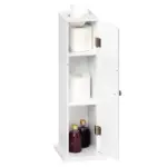 HOMCOM Toilet Paper Storage Cabinet 26" Narrow Bathroom Organizer Floor Standing White - Image 11