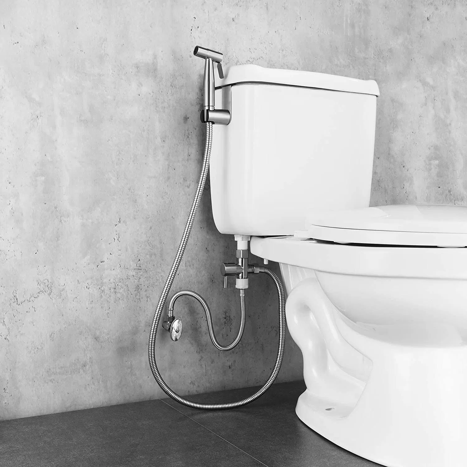 Stainless Steel Handheld Bidet Sprayer Kit with Hose and T-Valve