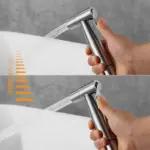 Stainless Steel Handheld Bidet Sprayer Kit with Hose and T-Valve - Image 17